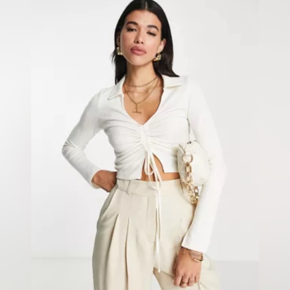 Debut Long Sleeve Crop Top - White